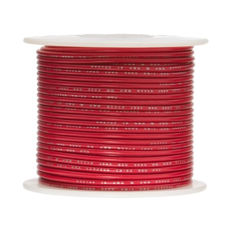 REMINGTON INDUSTRIES 10 AWG Gauge Stranded Hook Up Wire, 100 ft Length, Red, 0.1019" Diameter, GPT, 60 Volts 10GPTSTRRED100